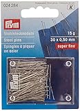Prym 024284 Stecknadeln, 0,50 x 30mm, silberfarbig, 15g, Karte mit Dose