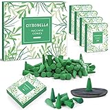 Citronella Räucherkegel 120 Kegel, Zitronengras Öl Natürliche, für Innen und Draußen, Garten, Outdoor, Camping und Indoor 8 Boxen x 15 Kegel Kegel mit 1 Räucherstäbchenhalter