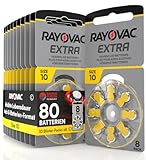 80 Hörgerätebatterien Rayovac Extra 10. - 10 Blister à 8 Batterien