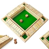 BGNXHYB Shut The Box Spiel, 4 Spieler Würfelspiel, Brettspiel aus Holz mit 2 Würfel, Mathematik Lernspielzeug, Brettspiele, Mathespiele für Kinder und Erwachsene