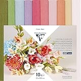 Clairefontaine 995000C Krepppapier, Floristen-Format, 25 x 100 cm, Elastizität, 250%, Grammatur 160 g, Papierblumen, nicht abfärbende Farben, 10 Pastellfarben