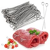 Rouladennadeln 80er Set, 10.5-11cm Rouladennadeln Edelstahl Rostfrei, Wiederverwendbar Stabil Spieße Edelstahl für Rouladenspieße, Meeresfrüchte und Gemüse, Silber