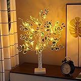 Weihnachtsdeko Baum Licht Lichterbaum Für Innen, 24 LED Baum Lampe Dekobaum Belichtet Baumbeleuchtung Innen Deko,Warmweiß Verstellbare Äste, USB/Batteriebetrieben (B)