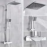 Duschenkleidung, Thermostatisches Wand-Duschset, 3er-Pack mit 8-Zoll-Regenduschkopf in mehreren Farben(Thermostatic Chrome)