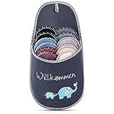 ONVAYA ABS Gästepantoffel Elephant | Elefant | 6er Set | Antirutsch | Hausschuhe | Gästeschuhe aus Filz