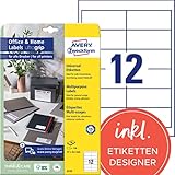 AVERY Zweckform 6123 Adressaufkleber (120 Klebeetiketten, 97x42,3 mm auf A4, bedruckbare Absenderetiketten, selbstklebende Adressetiketten mit ultragrip, ideal fürs HomeOffice) 10 Blatt, weiß