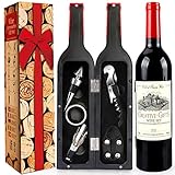 ZBPASL Weinflasche Geformt Korkenzieher Set,Weinöffner,Wein Sommelier Sets mit Flaschenöffner,Weinverschlüsse,Weinzubehör Geschenkset (Black 02)