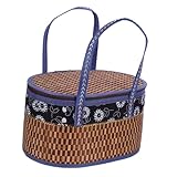 VICASKY Geflochtener Bambuskorb mit Griff Faltbarer Aufbewahrungsorganizer für Küche und Garten Vielseitig Einsetzbar Geschenkset