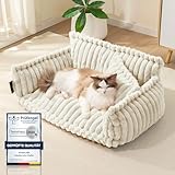 noviclass® Katzensofa Chaffar | Katzenbett Hundebett Hundesofa | Orthopädische Matratze | Moderner Stil | Cord-Design Größen (Creme, M (80cm))