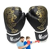 Boxhandschuhe – Boxhandschuh für Erwachsene, Kampfhandschuhe für Kinder | Pu-Leder-Stanzhandschuhe, Tiger-Bedruckte Sparringshandschuhe mit Verstellbarer Handschlaufe, Kampf-Match-Trainingshandschuhe