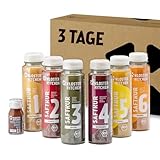 Kloster Kitchen Bio Saftkur 3 Tage I 18x 250ml Säfte + 3x 30ml Ingwer Shot I Fastenkur Vegan 6 Geschmacksrichtungen I 592 kcal pro Tag | Reich an Vitaminen | Kur Guide mit Tipps (4,50€ EINWEG Pfand)