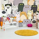Wallepic Selbstklebende Fototapete Tiere Natur Katzen Kätzchen Abstrakt 90 x 60 Moderne Tapete XXL Spiel Spielen Comic Wohnzimmer Schlafzimmer Büro Flur Wandtapete Br.90xHö.60