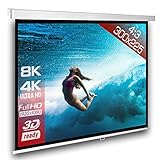 SlenderLine Beamer Leinwand 305 x 229 cm | Format 4:3 | 1.2 Gain | FULL-HD 4K 8K & 2D/3D geeignet | manuelle Rolloleinwand für Heimkino und Präsentation | 4-kant Gehäuse - direkte Decken- bzw. Wandmontage | Aufrollmechanismus mit mehrfach Arretierung