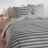 Traumschlaf Jersey Melange Wendebettwäsche Stripe grau 1 Bettbezug 135 x 200 cm + 1 Kissenbezug 80 x 80 cm