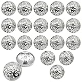 20 Stück Knöpfe Silber, 20mm Knöpfes aus Metall, Dirndl Knöpfe Silber, Metal Blazer Button Set, Jackenknopf Trachtenknöpfe, Mode Blume Rund Ausgehöhltes Design Geformter Nähknop für Hemden