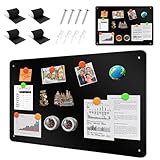 LUPATDY 2 Stück Magnettafel 43 * 30cm, Pinnwand Magnetisch, Magnetwand Kinder, Metalltafel Magnetwand Kratzfest, Magnettafel Tafel für Küche, Büro, Kühlschrank (Schwarz)
