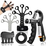 STRABOZZ Handtrainer Fingertrainer, Griffkraft Trainer Set -5-Teilig- Unterarmtrainer - Fingerhantel Gepolstertes Handgelenk Band - Fingerkraft Grifftrainer - Grip Ring, Hand Training & Rehabilitation