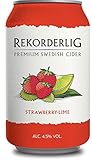 Rekorderlig - Cider - 24x0,33l Dosen in den brandneuen Sommerfarben | Set inkl. lukky24® Schlüsselanhänger für Einkaufswagenchip (Erdbeere-Limette 4,5% Vol)