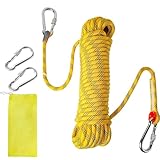 WeeGoo 10M Kletterseil 10mm Dickes Gelb Kletterseil mit 2 Karabinern Outdoor Seil für Wandern Camping Erkundung Höhlenforschung Angeln