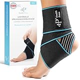 Health Press® Universelle Sprunggelenkbandage – 1x Knöchelbandage – Zur erhöhten Stabilisierung & Entlastung des Sprunggelenks – Stützende Bandage fürs Fußgelenk – Verstellbare Fußbandage