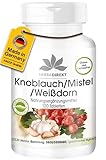 Knoblauch Mistel Weißdorn - 120 Tabletten mit Vitamin C, Hochdosiert, Vegan | HERBADIREKT by Warnke Vitalstoffe - Deutsche Apothekenqualität