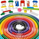 Toyssa Domino Spiel 1000 Stück Dominosteine Holz Bunte Domino Holzspielzeug Geschenke Kinder ab 3 4 5 6 7 Jahre Klassisch Bauspaß Domino Rennspiel Montessori Lernspielzeug mit Aufbewahrungstasche