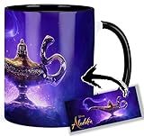 Aladdin Lamp Tasse Innen & Henkel Schwarz Keramikbecher Mug