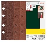 Bosch 25tlg. Schleifblatt Set verschiedene Materialien (Körnung 40/60/80/120, 8 Löcher, Zubehör Schwingschleifer), (25 Stück), 1er Pack