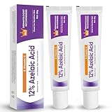 Azelainsäure Gesichtsserum, 12% Azelaic Acid Serum, Rosacea Gesichtspflege Creme, Linderung von Gesichtsrötungen, Hellt Pickelmale auf & Reduziert Pigmentierung, 20g (20g, 2PC)
