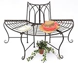 DanDiBo Baumbank Metall Wetterfest Braun 127 cm 3 Sitzer halbrund 121071 Gartenbank mit Rückenlehne Rundbank