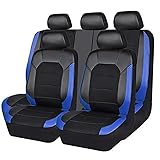 Auto Sitzbezüge für Toyota Reiz/Mark X (X130) 2.Gen 2007 2008 2009-2016,Leder Anti Rutsch Wasserdichter Sitzschoner Auto Innenraum Zubehör,A-Black-Blue