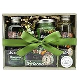 Geschenkset für Weihnachten Pflegeset Weihnachtszeit mit 100g Schafmilchseife, 75ml Flüssigseife, 40g Badesalz und 75ml Duschbad in der Geschenkbox -aus Schafmilch - Duft wählbar (Eisenkraut)