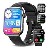 Marsyu Smartwatch Herren mit EKG/Telefonfunktion, 24/7 Herzfrequenz SpO2 Schlafmonitor 1,96' Fitnessuhr mit SOS-Anruffunktion 150+ Sportmodi IP68 Wasserdicht Sportuhr Schrittzähler iOS Android