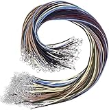 Ruibow Gewachste halskettenschnur Bunt Gewachste Baumwollschnur mit Hummer Schließe und Verlängerungskette Seil Halskettenschnur 2mm Necklace Cord Lederband Kette Für DIY Machen (20 Stück)