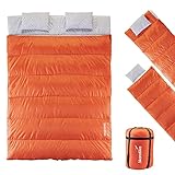 Skandika Schlafsack Iceland Double | XXL Doubleschlafsack mit Polycotton-Innenfutter für Erwachsene, trennbar, Doppelschlafsack, bis 3°C, 220 x 150 cm | Winter Outdoor Camping Wandern (Cayenne)