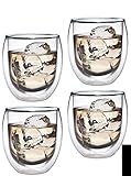 Feelino Latte Macchiato Gläser Doppelwandig, 4er-Set Kaffee Gläser, Doppelwandige Thermo-Gläser, Isolierte Cappuccino Tassen aus Glas, Handgemachtes Glas für Tee und Eiskaffee, 320ml Kaffeegläser