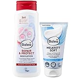Balea 2er-Set Hautpflege für trockene Haut: Bodylotion Repair & Protect fördert Hautregeneration, stärkt Hautbarriere, 400 ml + Melkfett Soft Pflege, Schutz & Feuchtigkeit, parfumfrei, 150 ml (550 ml)