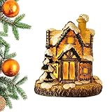 Sffohju Weihnachtsminiaturen zum Basteln, Weihnachtsdorfhäuser | Beleuchtete Weihnachtshütte Dorfhäuser Miniatur-Set | Lebendige kleine dekorative Feiertagsdekorationen, Tischdekoration für