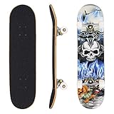 Hikole Skateboard, Komplettboard, Skateboard, Skateboard, Holz, 79 x 20 cm, kanadisches Ahorn, 89 A, für Anfänger, Kinder und Erwachsene