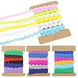 FERCAISH 4 Stücke Rick Rack Trim Bänder, Wellenförmiges Band, 5mm Wellennähen Biegefransenbesatz, Bunte Zackenlitze Borte Für DIY Nähen Handwerk Kleid Verschönerung Geschenkverpackung