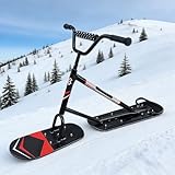 Glowdora Schneescooter Erwachsene Mit 360° Drehbarem Rear Ski – Robustes Aluminium-Freeride Snowboard Als Schneemobil Für Abenteuer On-/Off-Piste Black