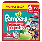 Pampers Baby-Dry Pants Paw Patrol Edition Größe 6, 138 Windeln, 13kg-19kg, 360° Passform hilft, Auslaufen zu verhindern