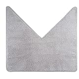 fluffy® Badteppich für Eckduschen aus Chenille mit Rutschfester Unterseite (V-Form | Innenmaße 45 x 45 cm, Grau)