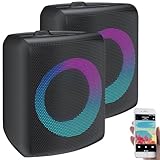 auvisio Partyboxen: 2er-Set Outdoor-PA-Partyanlagen & -Bluetooth-Boomboxen, Lichteffekte (Boxen, Bluetooth, Lautsprecher Karaoke, Bluetooth, Pool)