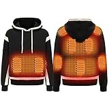 Beheizbare Hoodie Damen Beheizbare Pullover Herren Damen Langarm Baumwolle Beheizte Kapuzenpullover USB Elektrisch Beheizbare Sweatershirt mit Kapuze Erwachsene Bluse Tops Mantel mit Heizung