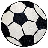 Runder Fußballteppich 60x60lm, Schwarz-Weiß Kariert, Weiche Rutschfeste Schwammfußballmatte für Wohnzimmer Schlafzimmer (A)