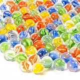Sukh Glasmurmeln – Katzenaugen-Mix, 4 Farben, dicker Marmor, dekoratives Geschenk, Retro-Spiel für Sprungspiel und chinesisches Schachbrettspiel, 14 mm und 16 mm