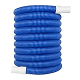 Relaxdays Poolschlauch, 32 mm Spiralschlauch, 10 Meter lang, Wasserschlauch für Pool & Garten, Kunststoff, blau/weiß
