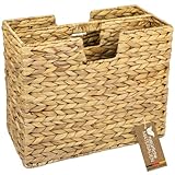 HMF Zeitungsständer, Zeitungskorb geflochten aus Wasserhyazinthe | 2 Fächer | 40 x 20 x 33 cm