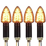 Justech 4X 15LED Mortoradblinker mit E-Mark IP65 Blinker Biegbar Bernstein Licht für M10 12V Motorrad Blinkleuchte Lampe Signal Leucht für Sport- Straßenfahrrad Off Road Chopper